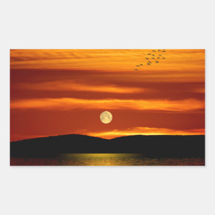 Vollmond-Bild für Rectangle-Stickers-Glossy Rechteckiger Aufkleber