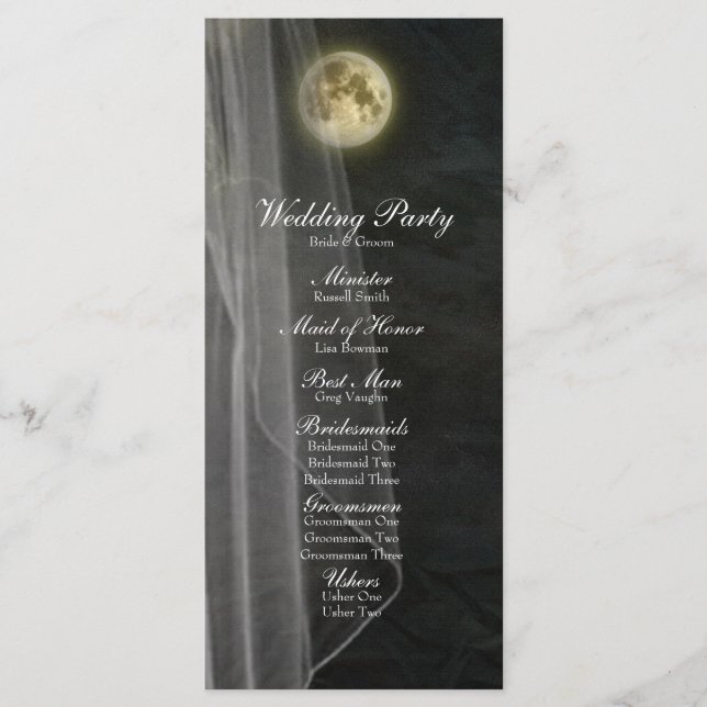 Vollmond Black Night Veil Wedding Programm (Vorderseite)