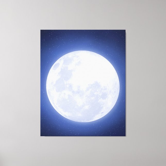 Vollmond Blue Aura gesteppte Canvas Print Leinwanddruck (Vorderseite)