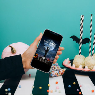 Vollmond & Bony Hand Halloween Einladung