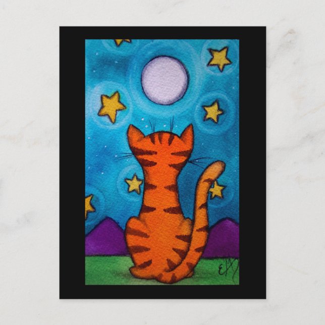 Vollmond Cat Watch Postkarte (Vorderseite)
