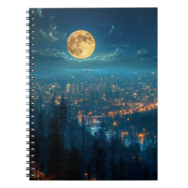 Vollmond, City at Night Notebook Notizblock (Vorderseite)