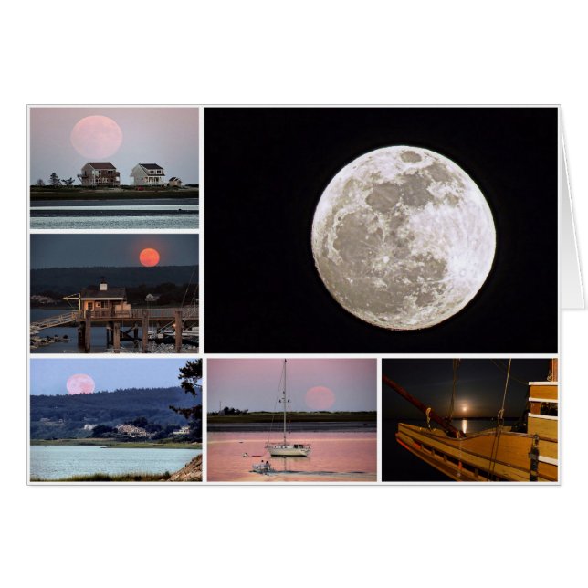 Vollmond-Collage über den Hafen von Plymouth (Vorderseite (Horizontal))