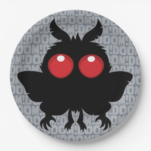 Vollmond des Untergangs Süßer Mothman Kryptid Pappteller