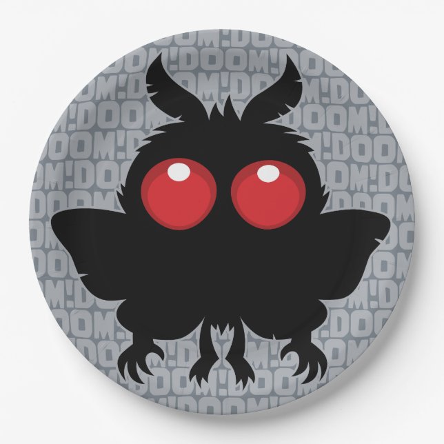 Vollmond des Untergangs Süßer Mothman Kryptid Pappteller (Vorderseite)