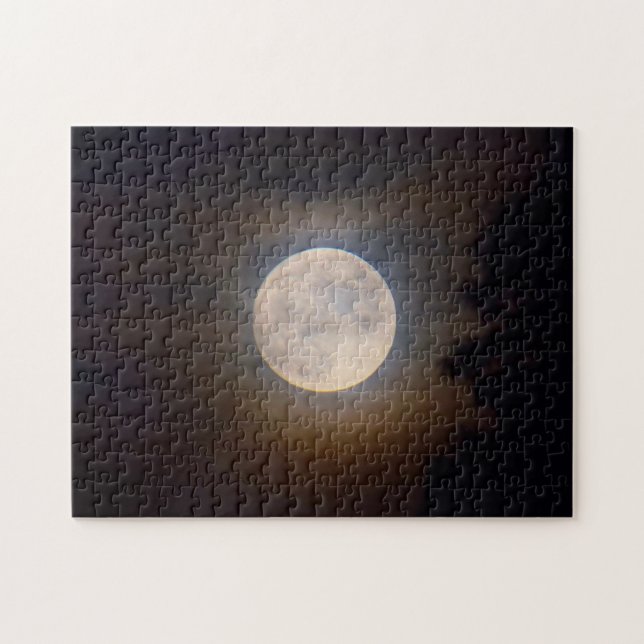Vollmond durch die Wolken schlängeln - 11x14 Puzzle (Horizontal)