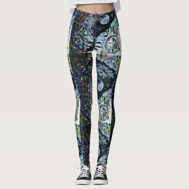 Vollmond-Eulen-Nacht gemustert Leggings (Vorderseite)