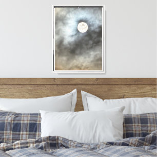 Vollmond farbenfrohe Wolken Kunst Leinwanddruck
