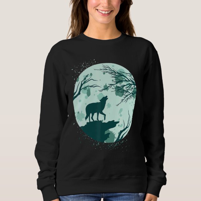 Vollmond Forest Animal Predator Moonlight Howling Sweatshirt (Vorderseite)