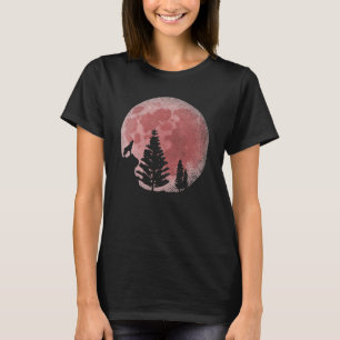 Vollmond Forest Animal Predator Red Moon Howling T-Shirt