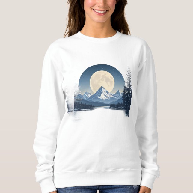 Vollmond-Gebirgslandschaft-Sweatshirt Sweatshirt (Vorderseite)