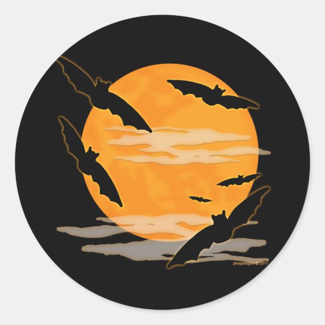 Vollmond Halloween-Fledermäuse Runder Aufkleber (Vorderseite)