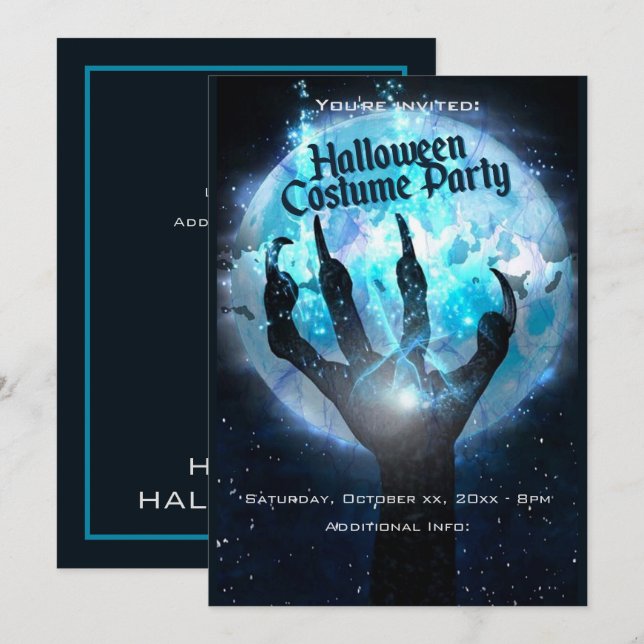 Vollmond-Halloween-Party Einladung (Vorne/Hinten)