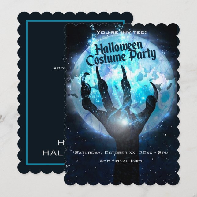 Vollmond-Halloween-Party Einladung (Vorne/Hinten)