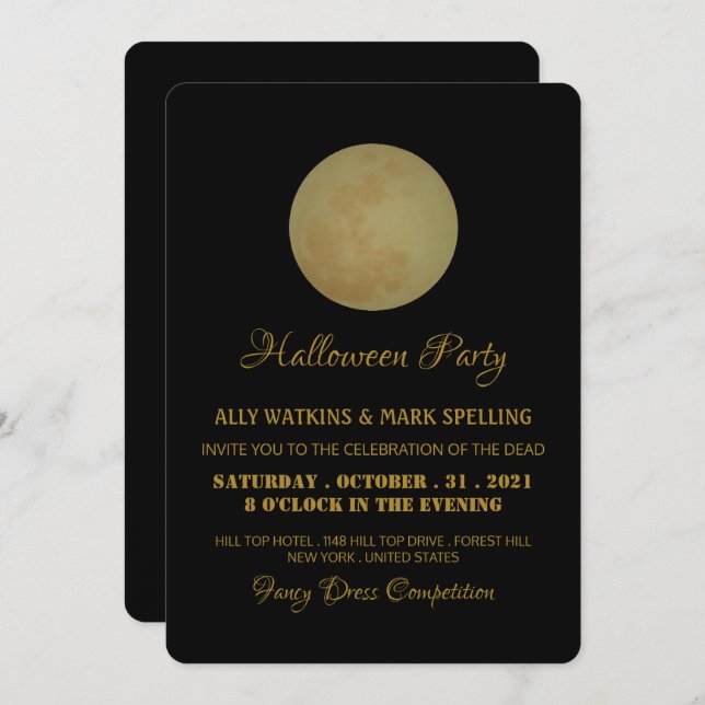 Vollmond, Halloween-Party-Einladung Einladung (Vorne/Hinten)