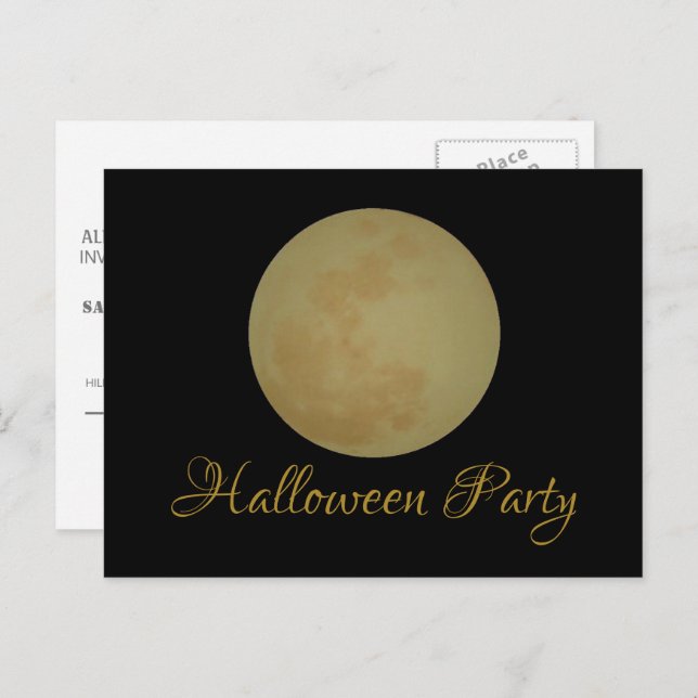 Vollmond, Halloween-Party-Einladung Einladungspostkarte (Vorne/Hinten)