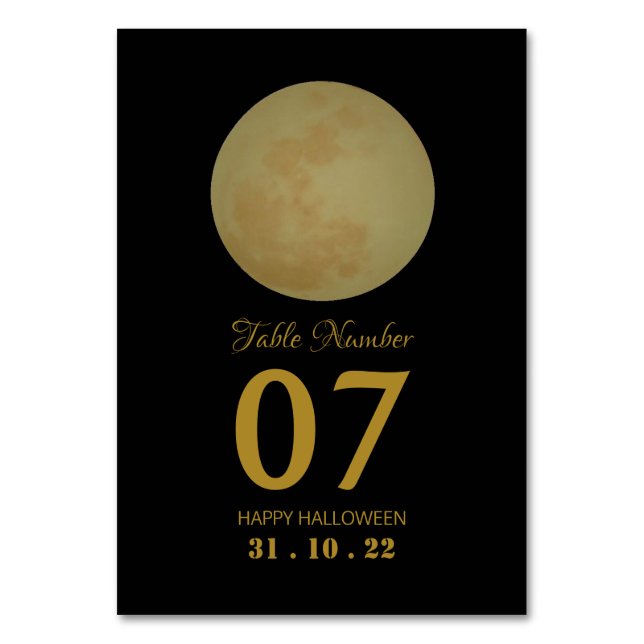 Vollmond, Halloween-Party Tischnummer (Vorderseite)