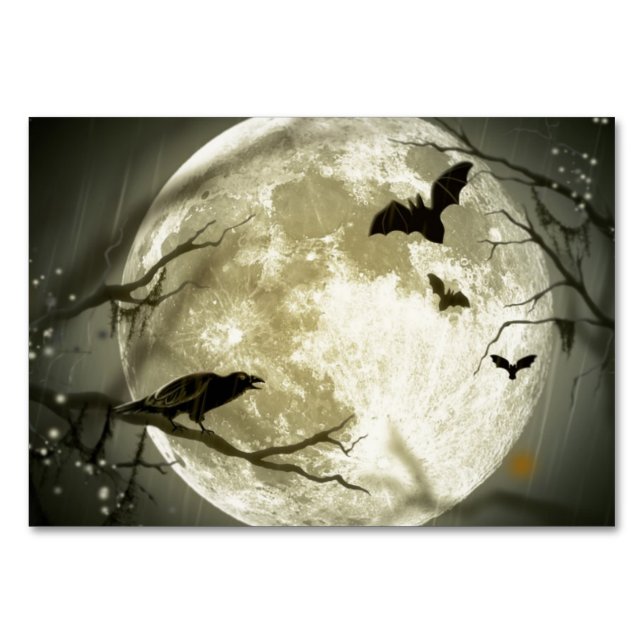 Vollmond Halloween Tischnummer (Vorderseite)