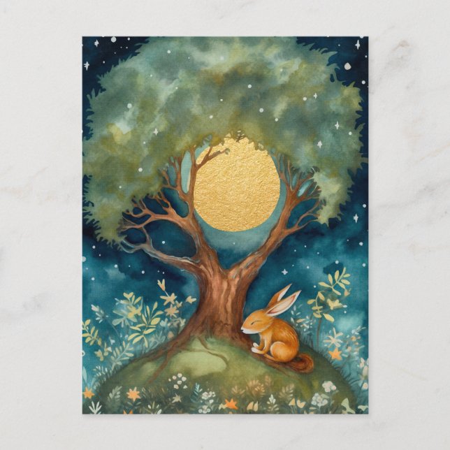 Vollmond-Hasen-Postkarte Postkarte (Vorderseite)