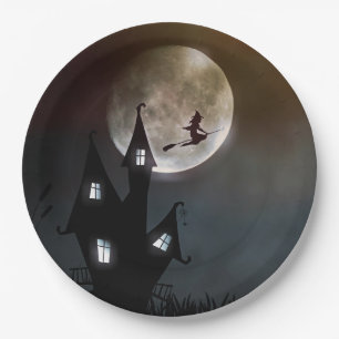 Vollmond-HexenHalloween Pappteller