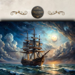 Vollmond-Hohes-Schiff-Decoupage Seidenpapier