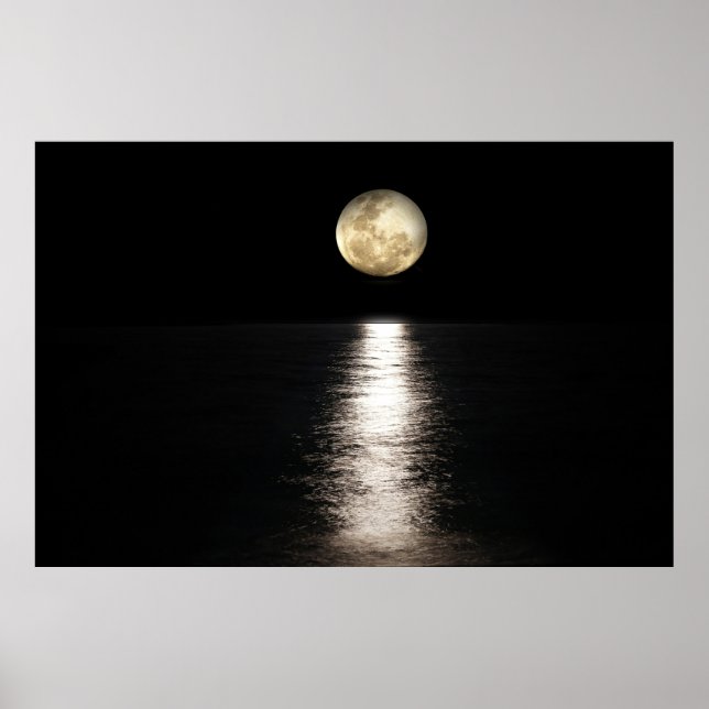 Vollmond im Meer Poster (Vorne)
