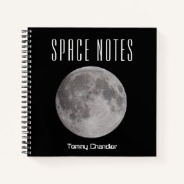 Vollmond im Space Theme Notebook mit Namen Notizbuch
