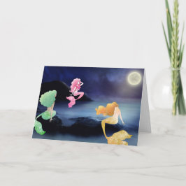 Vollmond in der Lagune von Mermaid zum Geburtstag Karte