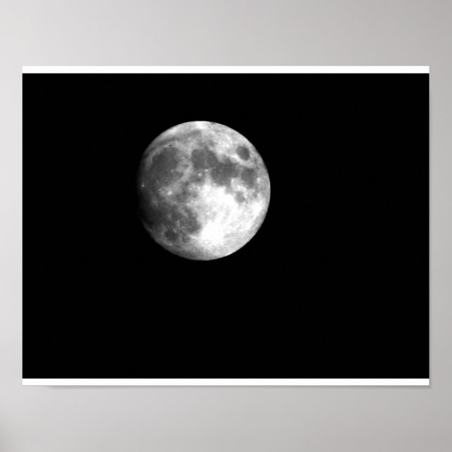 Vollmond in Schwarz und Weiß Poster (Vorne)