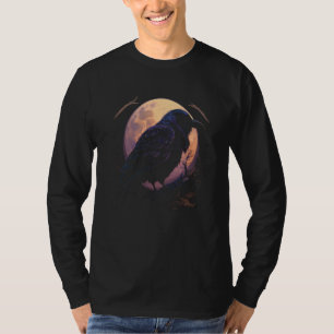 Vollmond Krähe Rabe Fliegender Vogel Halloween 1 T-Shirt