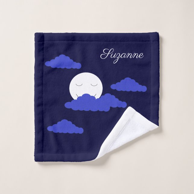 Vollmond lächeln mit dunklen Wolken Waschlappen (Waschlappen)