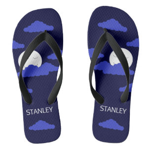 Vollmond lächeln mit Wolken: Dunkelblau Flip Flops