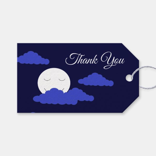 Vollmond lächeln mit Wolken Geschenkanhänger (Vorderseite (Horizontal))