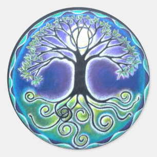 Vollmond-Mandala-Aufkleber Runder Aufkleber