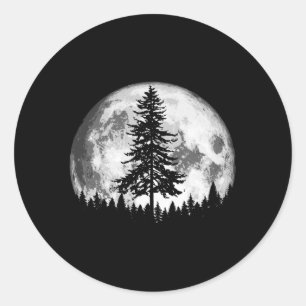 Vollmond Minimalistisch E Tree Runder Aufkleber