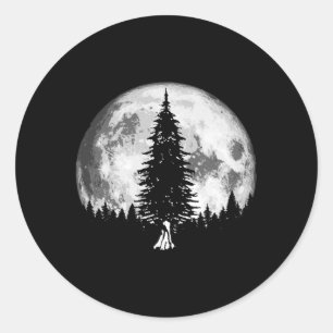 Vollmond Minimalistisch E Tree Runder Aufkleber