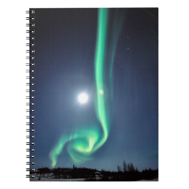 Vollmond mit Aurora | Yellowmesser Kanada Notizblock (Vorderseite)