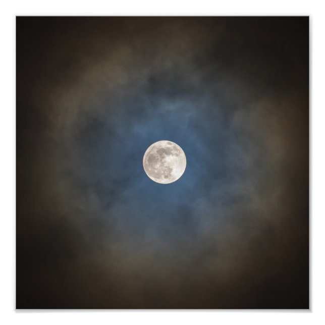 Vollmond mit Blue Halo Fotodruck (Vorne)