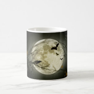 Vollmond mit Fledermäusen und Raven Tasse