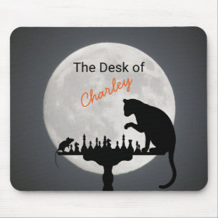 Vollmond mit Maus und Katzenschach Mousepad