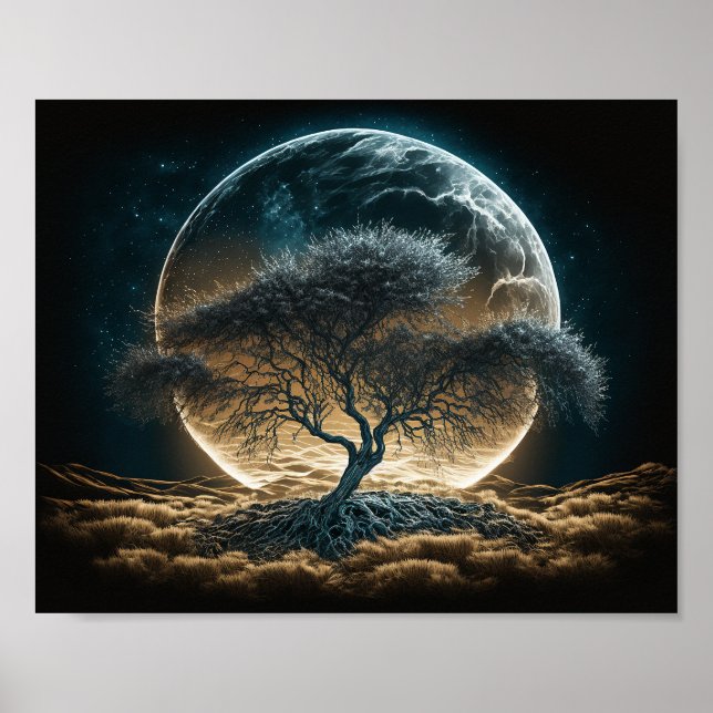 Vollmond mit Stammbaum Poster (Vorne)