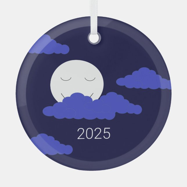 Vollmond mit Wolken Ornament Aus Glas (Vorderseite)