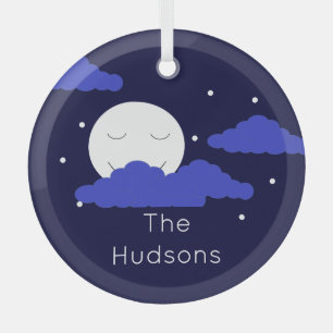 Vollmond mit Wolken und Sternen Ornament Aus Glas