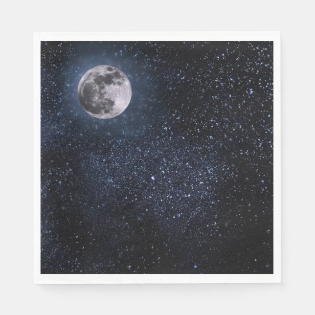 Vollmond Night Sky Stars Neapel im Weltraum Serviette (Vorderseite)