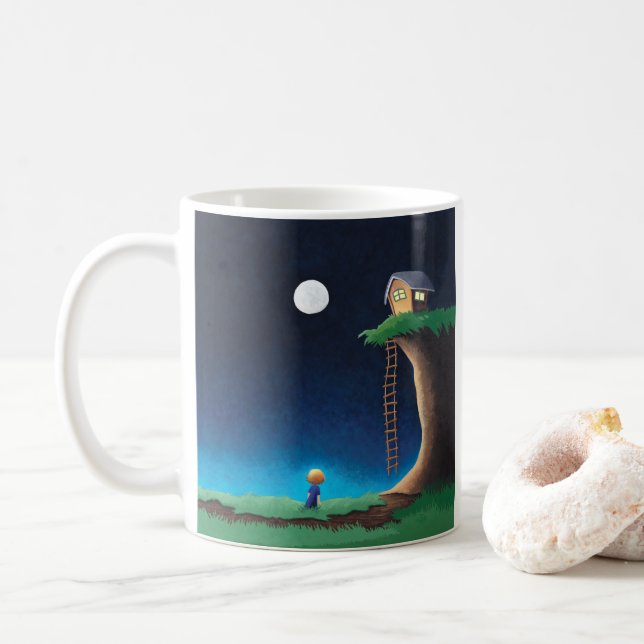 Vollmond Night Sky Tasse (Mit Donut)