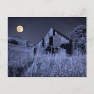 Vollmond-Overhead   Altgewitterter Stall Postkarte