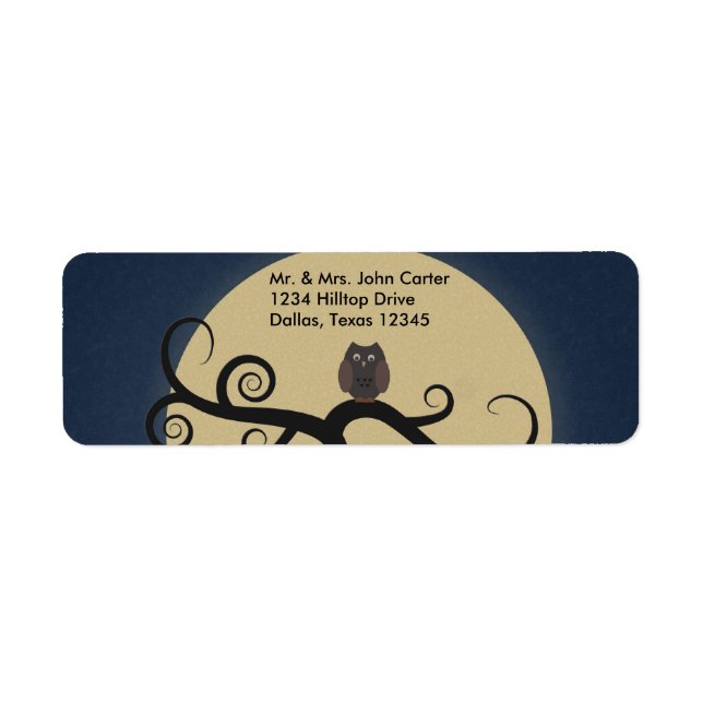 Vollmond Owl Blue Address Labels (Vorne)