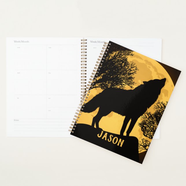 Vollmond-Planer-Notebook mit schwarzem und gelbem  Planer (Anzeige)