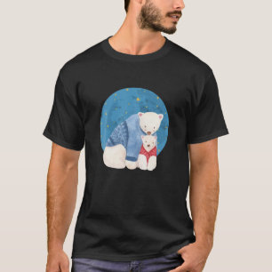 Vollmond Polar Bears Niedlich Polar Bären Weihnach T-Shirt