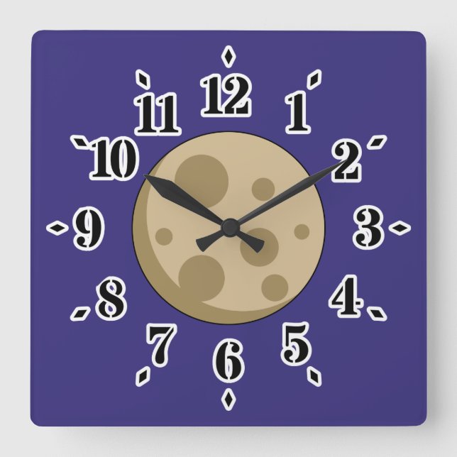 Vollmond Quadratische Wanduhr (Vorderseite)